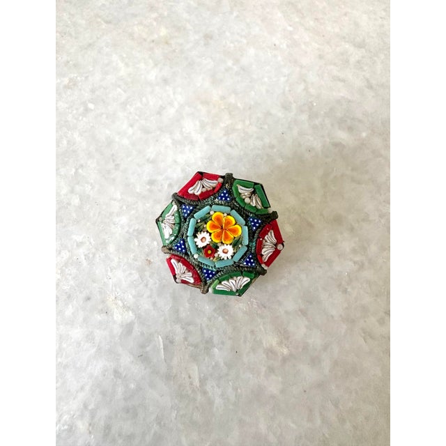 Lovely, vintage Italian, micro mosaic brooch amounted in brass.