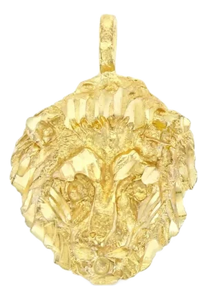 Lion Head with Diamond Cuts 10k Yellow Gold