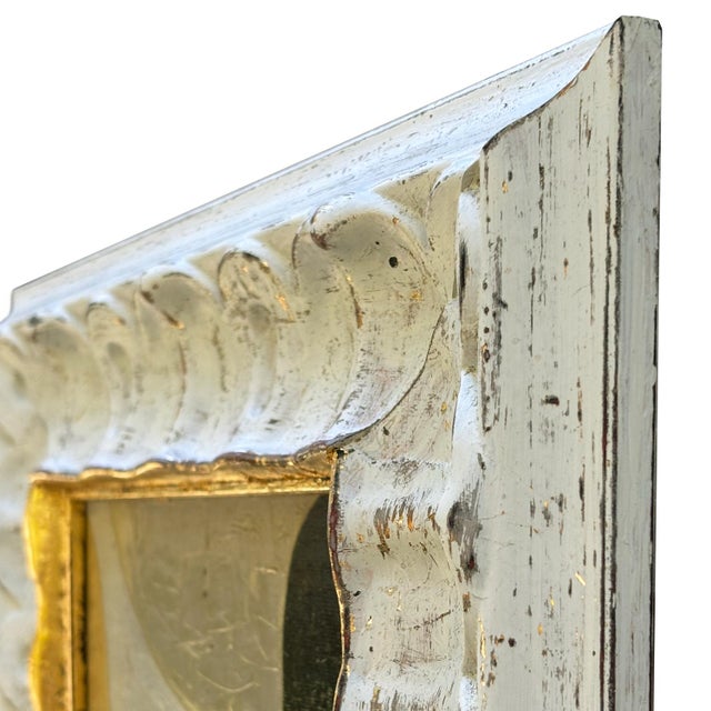 Contemporary Abstract Neutral Oil Painting in Vintage Off-White Frame For Sale In New York - Image 6 of 6