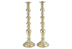 19" Convertible Brass Candlesticks - a Pair