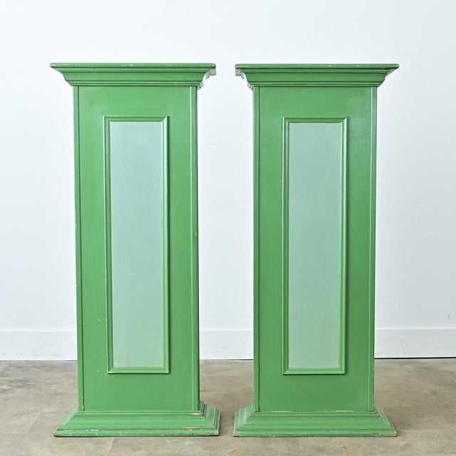 These painted pedestals from France are the perfect display pieces for making a colorful statement. Painted a playful...