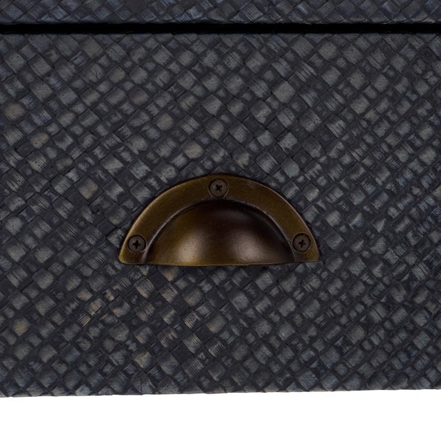Early 21st Century Apis Raffia 1 Drawer 1 Shelf Accent Table in Navy For Sale - Image 5 of 9