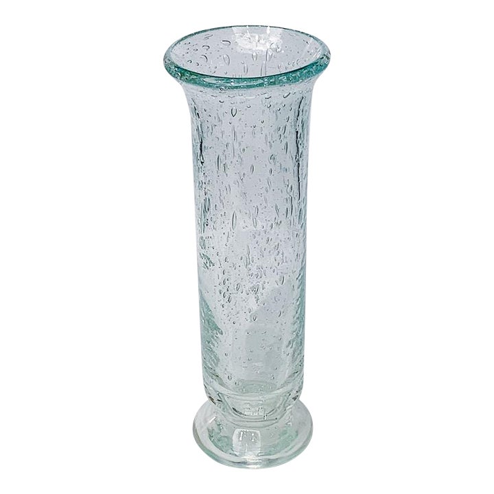Vintage Fluted Glass Vase With Infused Bubbles Chairish