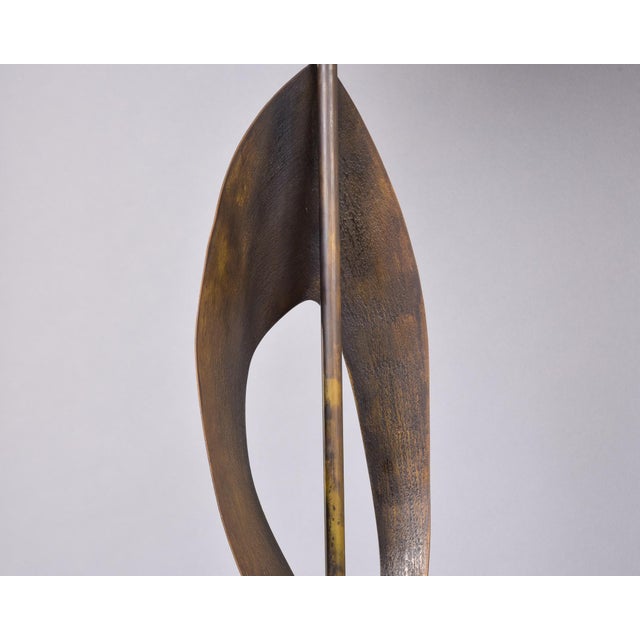 Pair Vintage Italian Brutalist Style Lamps With White Shades For Sale - Image 9 of 10