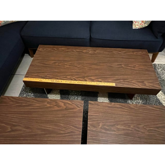 1970s Architectural Modern Low-Profile Coffee & End Table Set, 3-Piece For Sale - Image 10 of 12