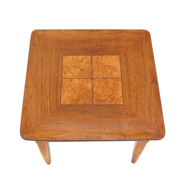 Set 3 Three American Burl Walnut Square End Side Occasional Tables Stands MINT! For Sale - Image 6 of 10