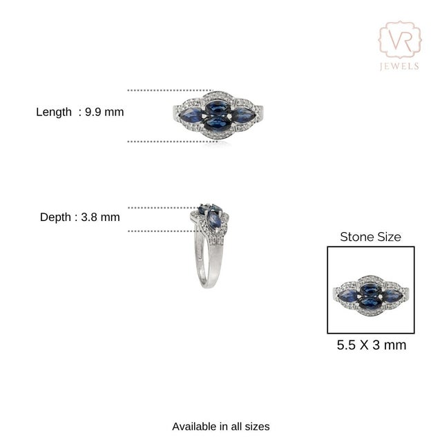 Certified 1.62 Ct Blue Sapphire & Diamond Art Deco Ring Size 6.5 in 14k Gold For Sale - Image 9 of 14