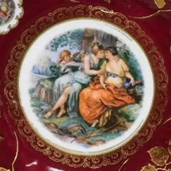 Mid 20th Century Vintage Mitterteich Bavaria 10.5" Cabinet Plate – Gilded Neoclassical "Courting Couple" Scene For Sale - Image 5 of 9