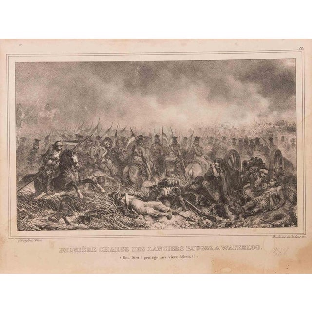 Jean-Baptiste Édouard Detaille, Dernière Charge des Lanciers Rouges à Waterloo, Lithograph, 19th Century For Sale - Image 3 of 3