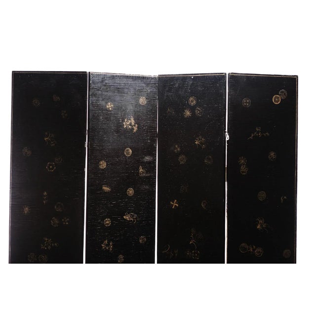 1980s Lawrence & Scott Antiqued Crackle Lacquer 4-Panel Screen For Sale In Seattle - Image 6 of 7