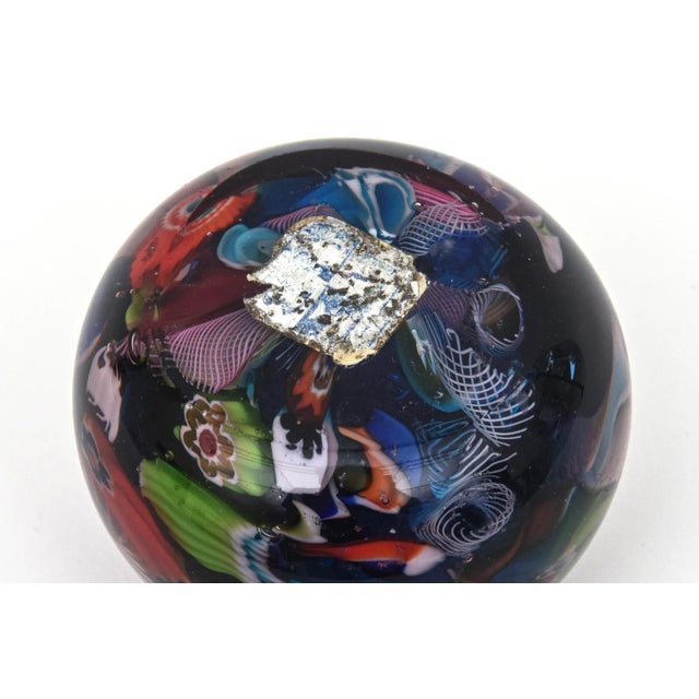 Red Vintage Murano Fratelli Toso Millefiori Paperweight Blues, Reds, Green, Purple, Turquoise 50's For Sale - Image 8 of 11