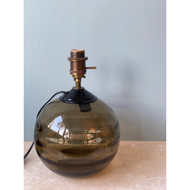 1960s Art Deco Brown Smoked Glass Table Lamp, 1960s For Sale - Image 5 of 8