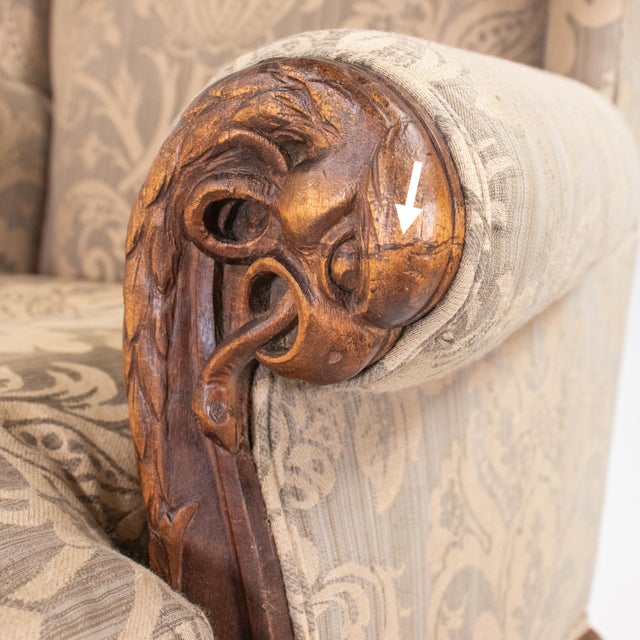 Late 20th Century George II Style Walnut Wing Armchair by Mike Bell For Sale - Image 12 of 18