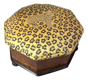 Vintage Leopard Upholstered Footstool Storage Box