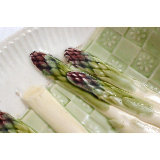 Ceramic Mid-Century Modern Asparagus Serving Dish in French Barbotine Earthenware from Keller & Guérin, 1940s For Sale - Image 7 of 12