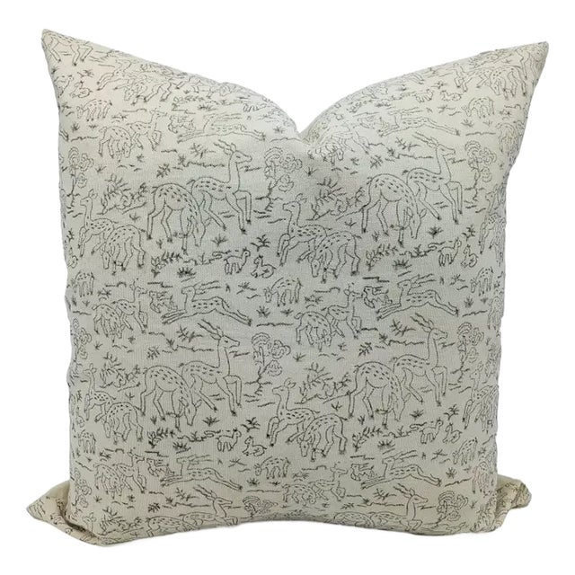 Fabdivine Indian Block Print Cushion Cover 22x22 Inch Duck Canvas-Forest Deer For Sale