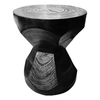 Solid Mango Wood Side Table With Burnt Finish, Modern Organic For Sale