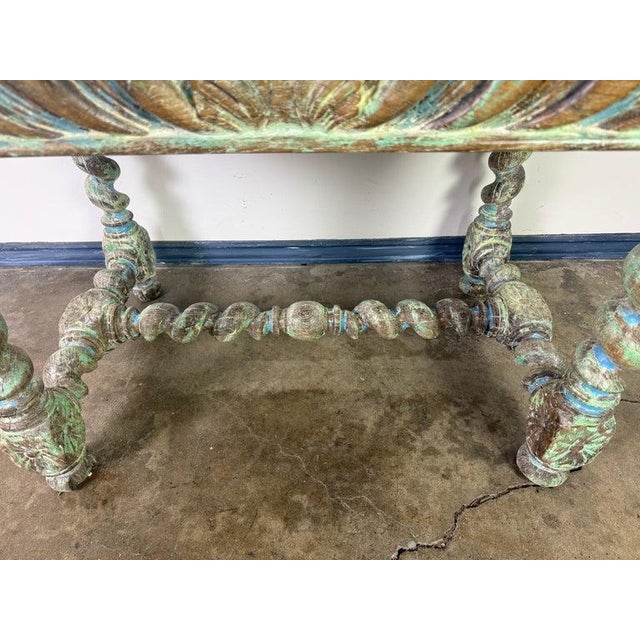 Antique Spanish Colonial Style Carved Writing Table With Drawer For Sale - Image 11 of 16