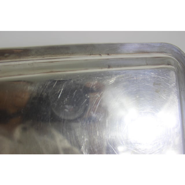 Silver Vintage Mid Century Small Silver Plated Tray Heavy Seamless Edge Serving Drinks Dish For Sale - Image 8 of 10