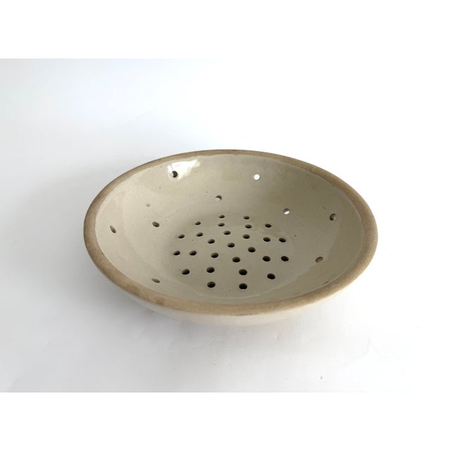 Early 20th Century Vintage French Glazed Stoneware Berry Bowl or Cheese Strainer For Sale - Image 5 of 6