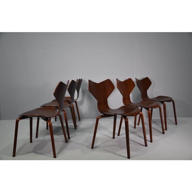 Brown Twelve Grand Prix Wooden Chairs by Arne Jacobsen for Fritz Hansen, 1950, Set of 12 For Sale - Image 8 of 18