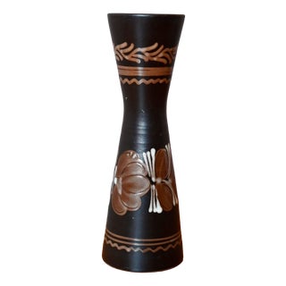 Hungarian Folk Art Ceramic Diabolo Vase, 1950s For Sale