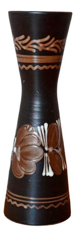 Hungarian Folk Art Ceramic Diabolo Vase, 1950s