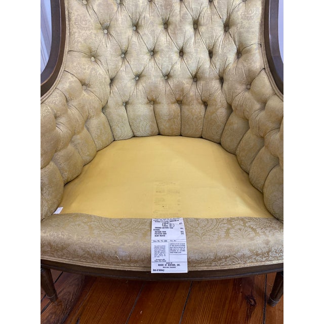 1960s Regency or Louis XVI Style Traditional Tufted Armchair, High Back For Sale - Image 9 of 12