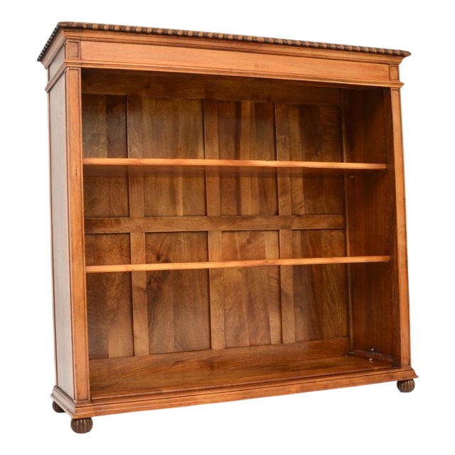 Antique Walnut Open Bookcase, 1920 For Sale