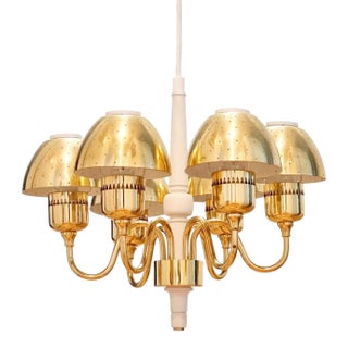 Scandinavian Mid-Century Brass Chandelier Model T 526/M by Hans-Agne Jakobsson, Sweden, 1960s For Sale