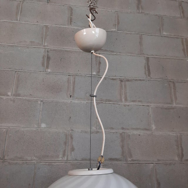 Modern White Spiral Murano Glass Dome Pendant, 1960s For Sale - Image 9 of 13