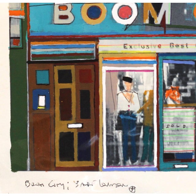 Boom City, London - Original Contemporary London Cityscape Mixed Media Painting on Paper by Fabio Coruzzi For Sale - Image 4 of 10