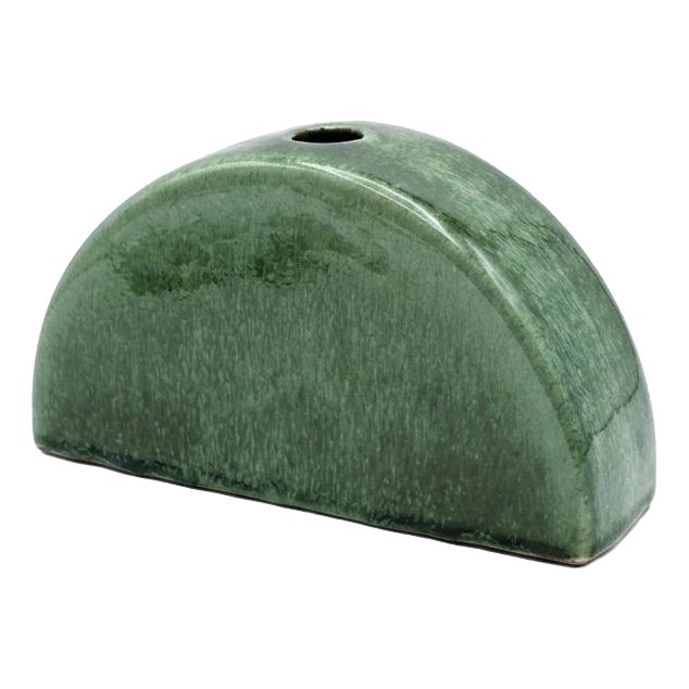 Vintage Green Ceramic Vase, 1970s For Sale