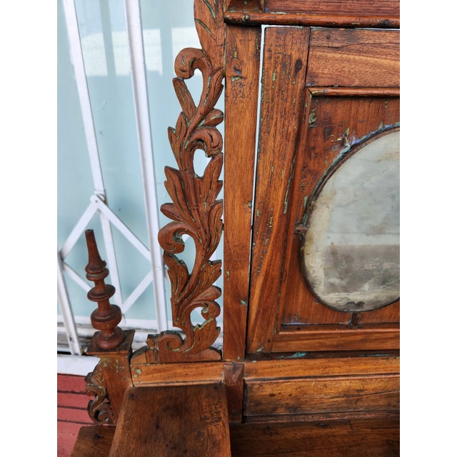 Wood Antique Carved Wood Vanity Dresser With Mirror For Sale - Image 7 of 12