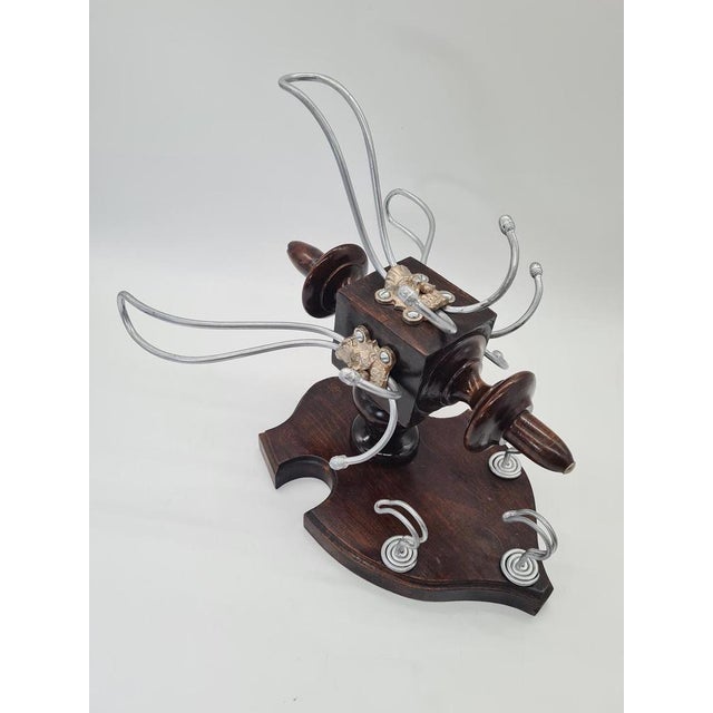 Rustic Antique Wall Hook in Wood and Metal, 1890s For Sale - Image 3 of 12