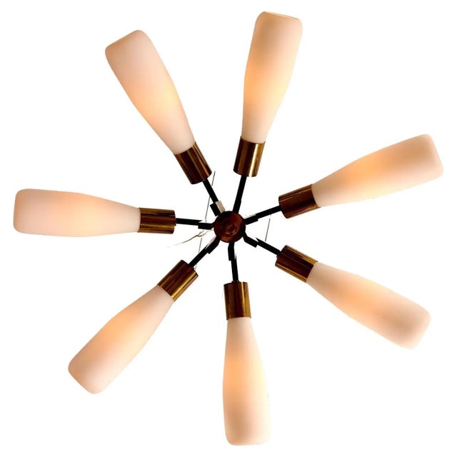 Glass Vintage Chandelier from Stilnovo, 1950 For Sale - Image 7 of 7