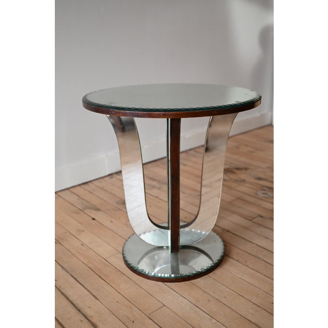 Art Deco French Tulip Form Mirrored Accent Table For Sale - Image 3 of 6