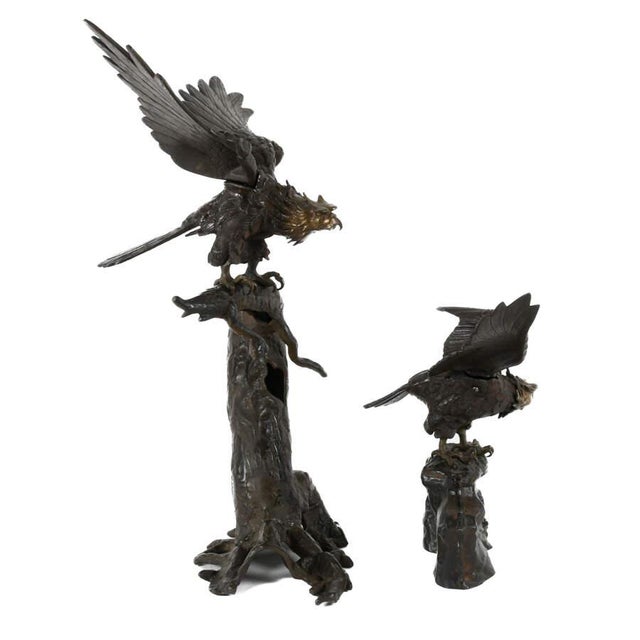 Oversized Bronze Eagle Sculptural Group on Tree Form – Monumental Wildlife Sculpture For Sale - Image 4 of 15