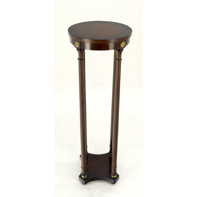 Baker Dark Mahogany 13" Round Neoclassical Pedestal Plant Lamp Stand Table MINT For Sale - Image 6 of 13