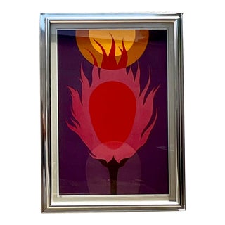 Vintage Boho 1977 Lithograph on Paper For Sale