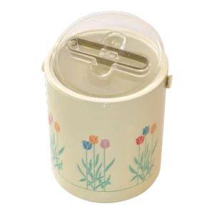Vintage Phoenix Floral Ice Bucket & Tongs Spring Tulip Retro Ice Cube Cooler