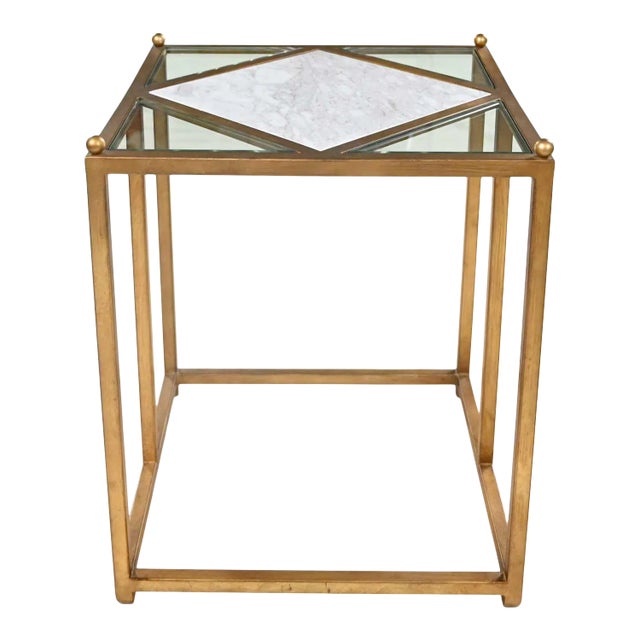 Chelsea House Jamie Merida Collection Iron Antique Gold Leaf Harlequin Side Table For Sale