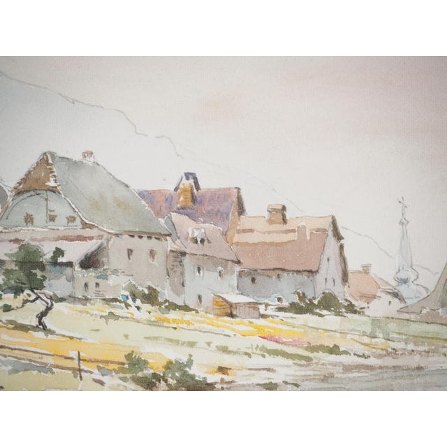 René Leverd, Switzerland, The village of Saint-Gingolph, Watercolor For Sale - Image 4 of 7