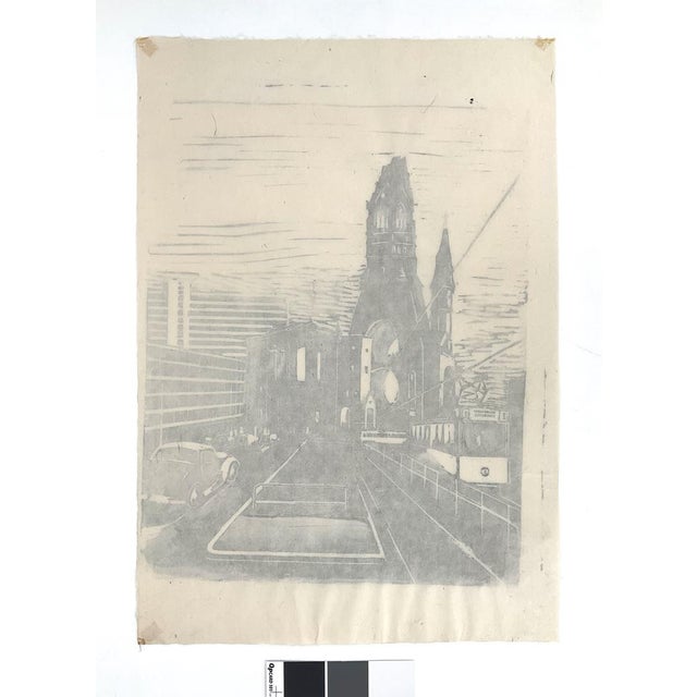 Walter Kalot, Street View of West Berlin at the Memorial Church, 1956, Linocut For Sale - Image 12 of 13