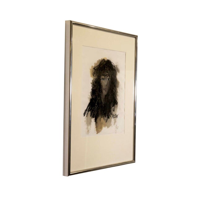 Paper Richard Kozlow Figurative Portrait I Signed Modern Mixed Media Drawing on Paper For Sale - Image 7 of 7