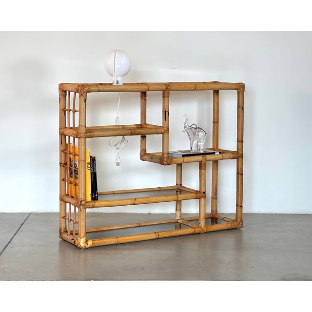 Mid-Century Modern Vintage Bamboo Bookcase, 1970s For Sale - Image 3 of 10