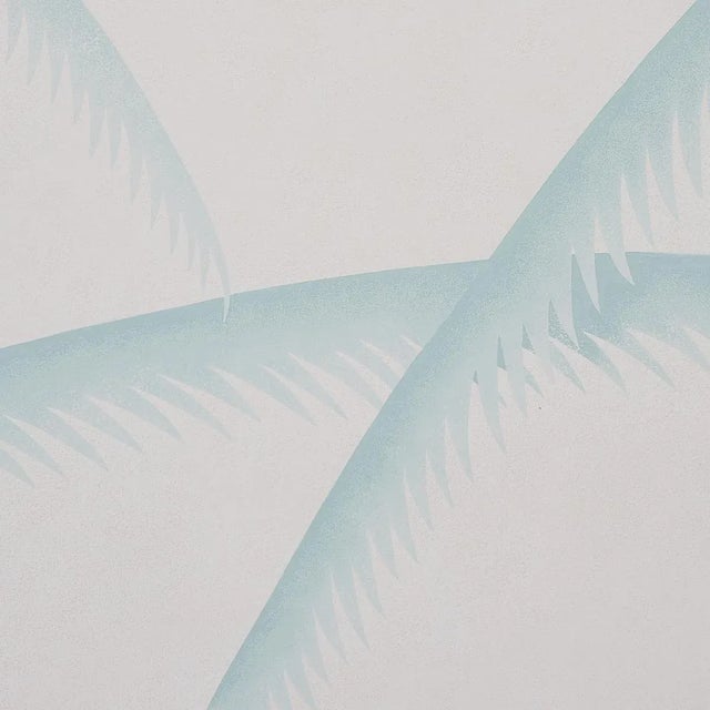 Contemporary Sample - Schumacher Deco Palms Wallpaper in Seaglass For Sale - Image 3 of 5
