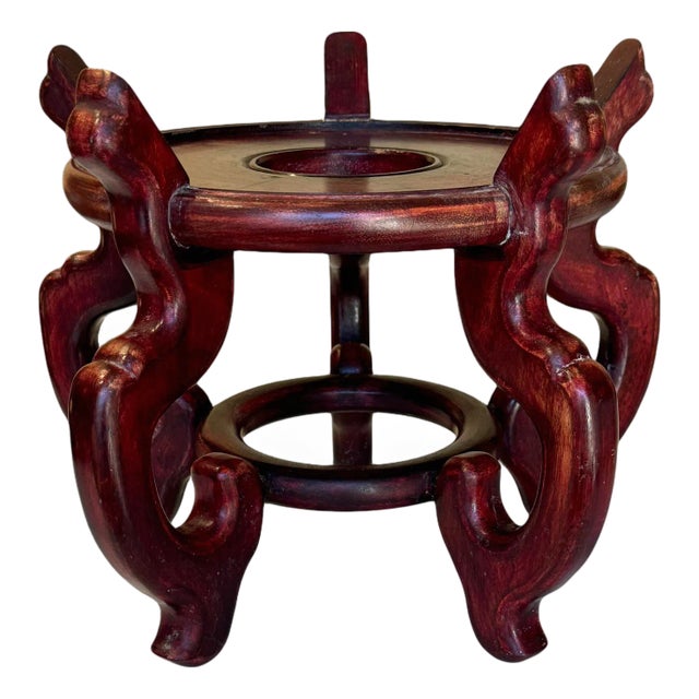 Vintage Chinese Carved Rosewood Display Stand / Pedestal 9.75” For Sale