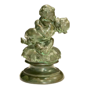 Early 20th Century Cherub Embrace Bronze by Ludwig Dasio
