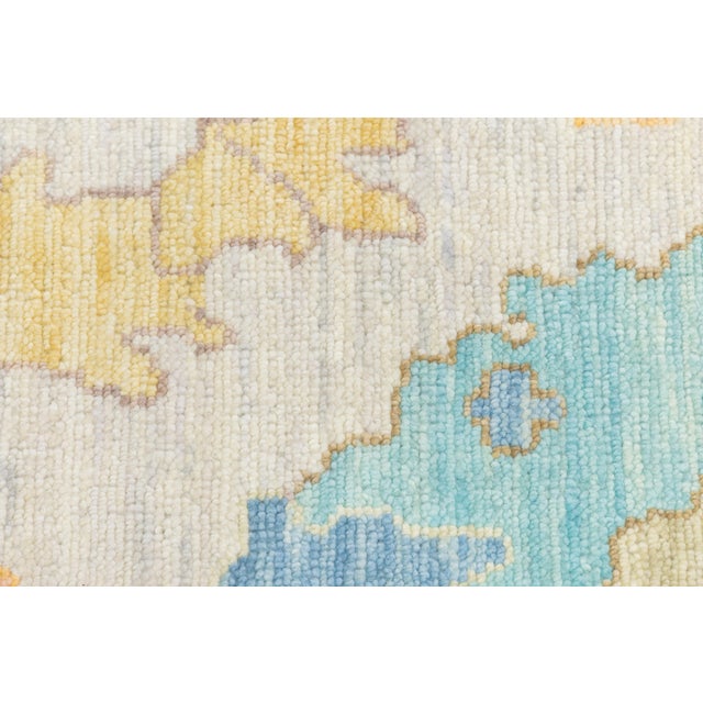 2020s Contemporary Pastel Oushak Style Hand-Knotted Wool Rug – Soft Neutral & Blue For Sale - Image 5 of 12